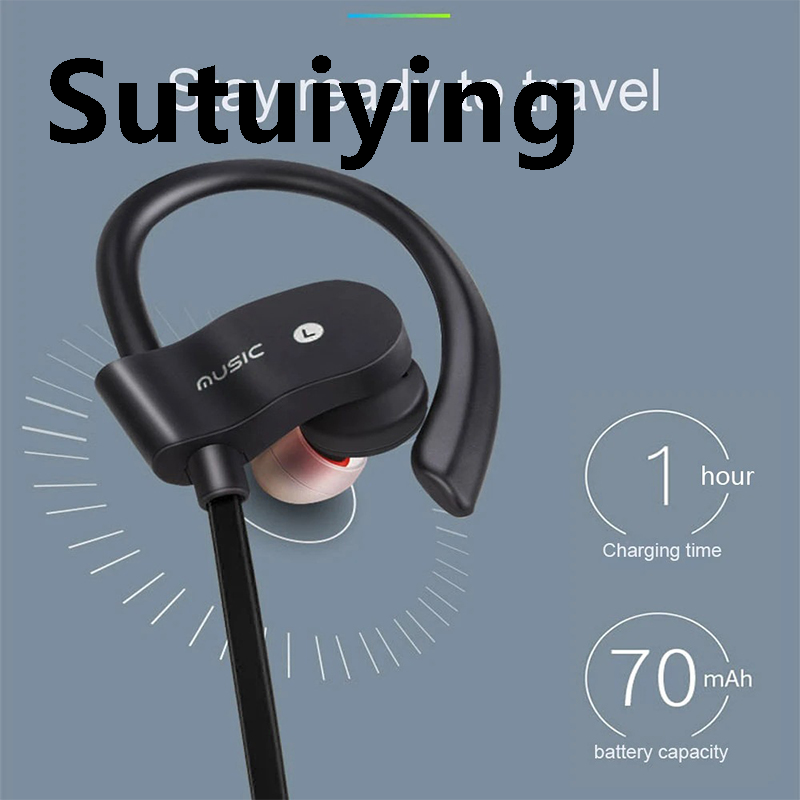 Sutuiying Wireless Headphones Earloop Ear Hook Earbuds Wireless Bluetooth Luxury Headset Handsfree Neckband With Mic Bluetooth Earphones