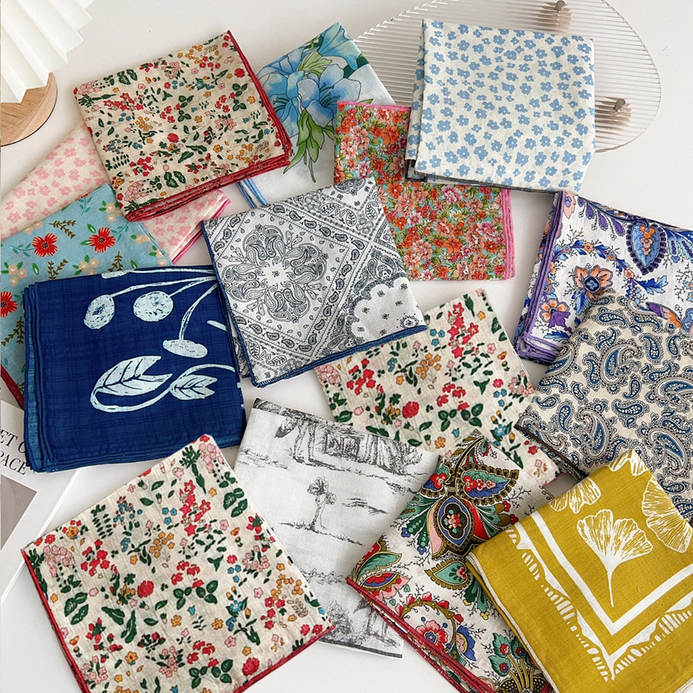 NEW 55cm Women Cotton Linen Square Scarf Spring Summer Fashion Bandanas Bag Hat Head Hair Shawl Wraps Accessories