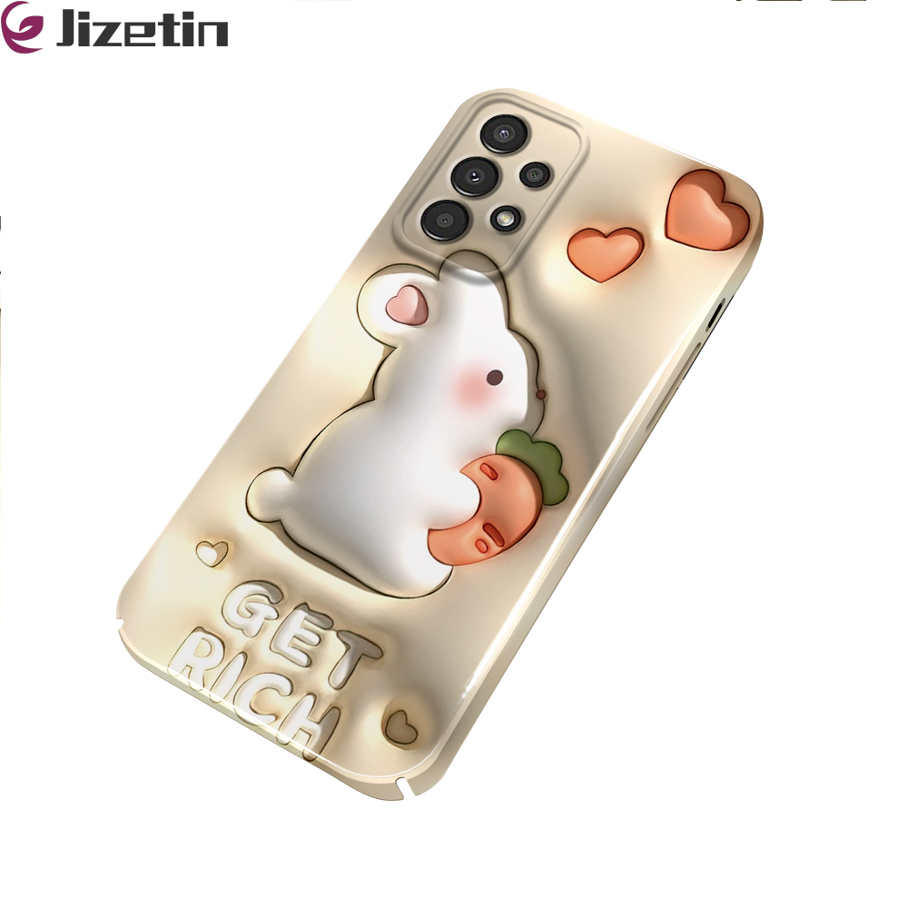 Jizetin for Samsung A13 4G Back Cover Cute Rabbit Luxury Slim Hard Crashproof Mobile Phone Case