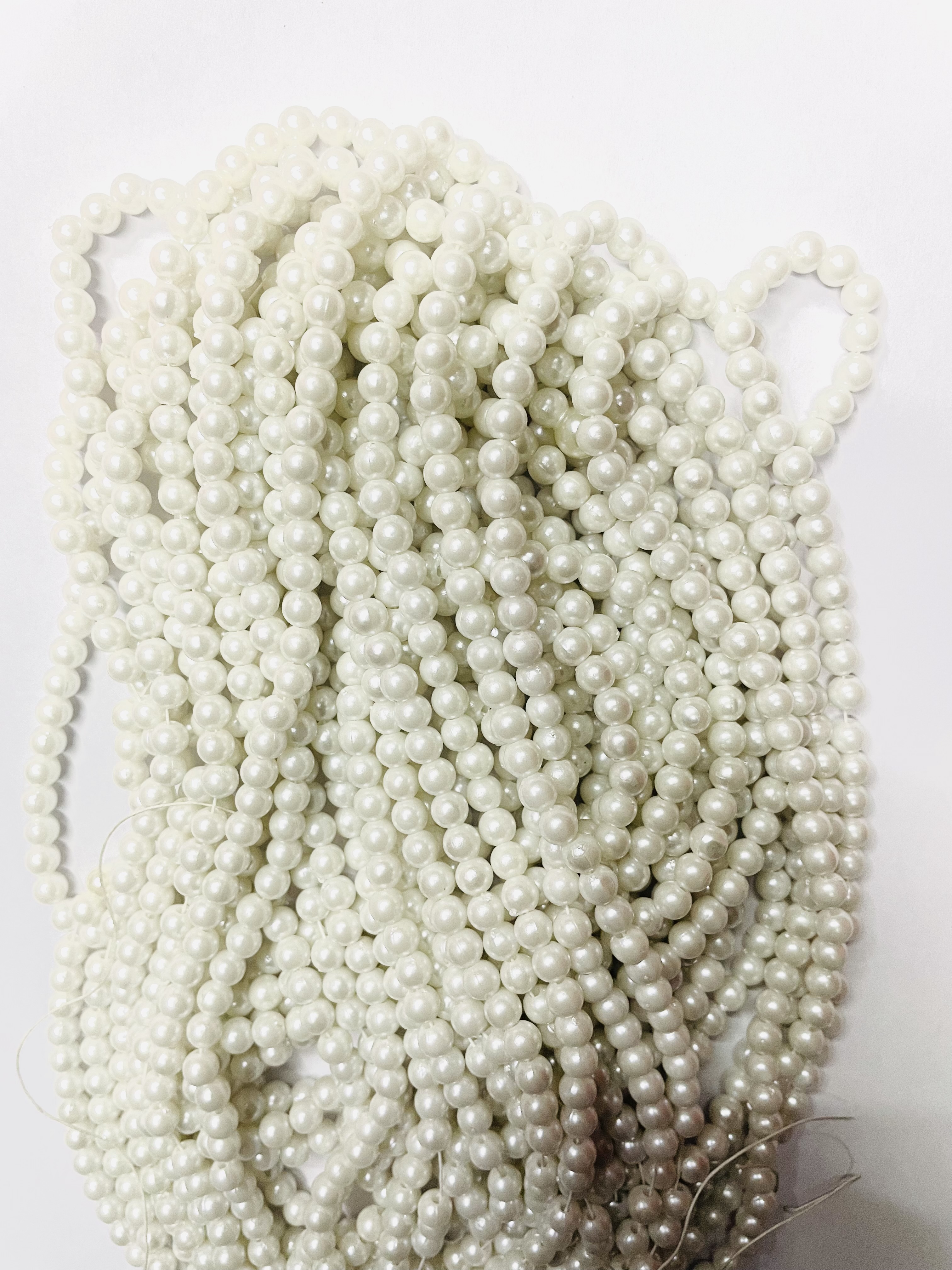 50 Grams White Colour Of 6 MM Acrylic Moti Beads For DIY Crafts