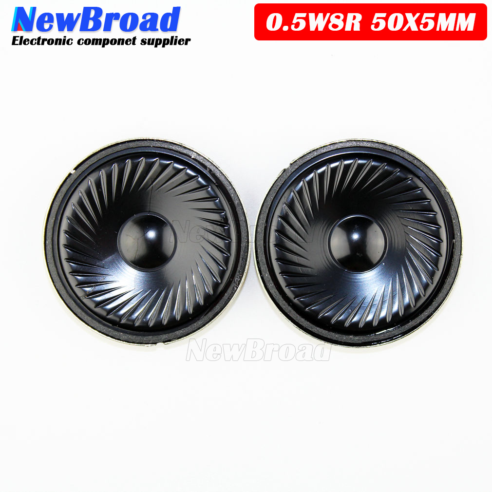 2pcs New Ultra-thin speaker 8 ohms 0.5 watt 0.5W 8R speaker Diameter 50MM 5CM thickness 5MM with PH2.0 terminal wire length 10