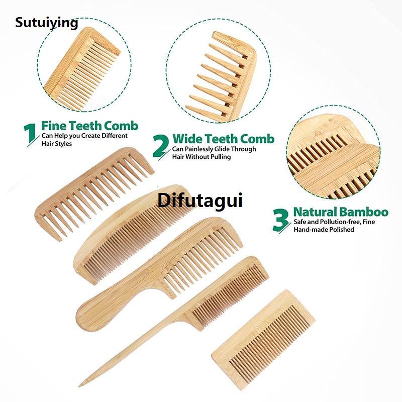 Sutuiying 1 natural bamboo and wood comb, smooth hair, anti-static Sales promotion scalp massage bamboo and wood comb, hairstyle comb