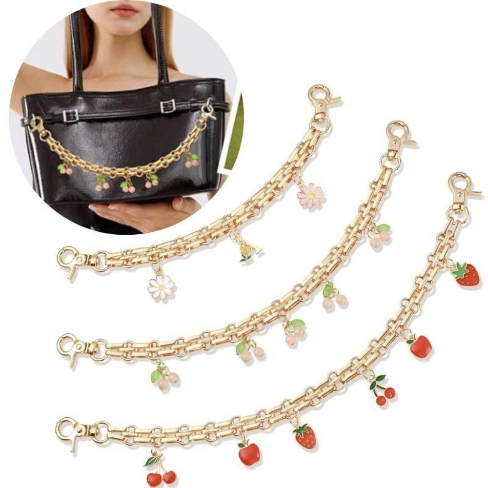 New 3 Styles Bag Chain Strawberry Metal Handbag Straps Replacement Portable Extension Chain Pendant Decoration