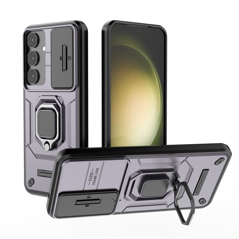 HODON Shockproof Armor Slide Lens Camera Case For Samsung Galaxy S25 Plus S23 S24 Ultra S24FE S25 Edge A34 A54 A35 A26 Cases Ring Magnetic Stand Holder Bumper Back Cover