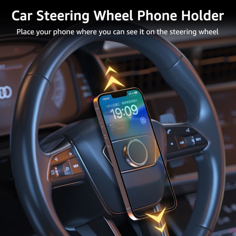 New Strong Car Steering Wheel Phone Holder Mobile Cell Phone Bracket Phone Mount Accessories Magnet Magnetic Stand Car