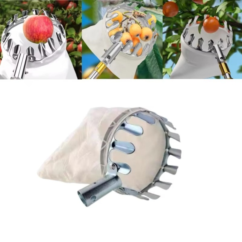 High Quality Portable Fruit Picker Tool Handheld Metal Fruit Picker Basket Head Detachable Durable Fruit Harvester Farm Garden Supplies