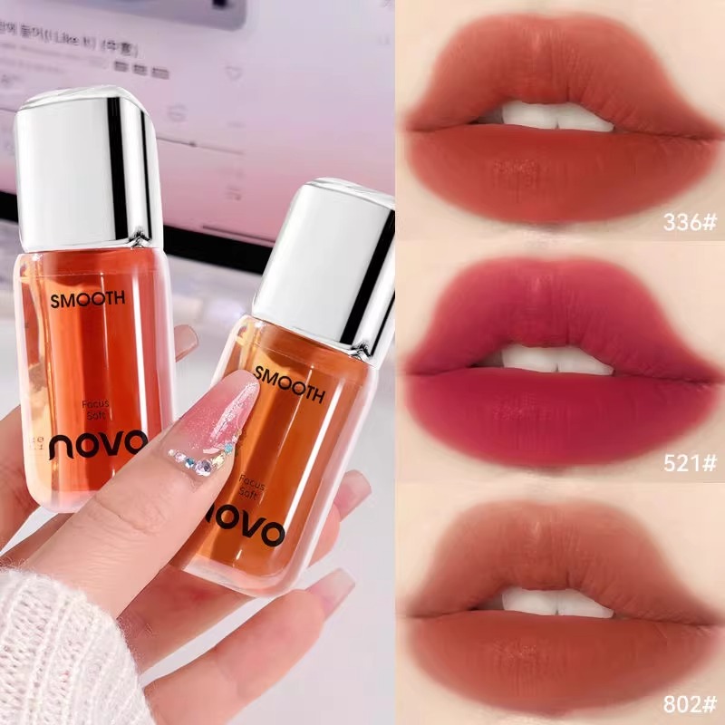 1 Piece Novo Smooth Lip Velvet Lip Mud- Hydrating Glossy Lip Stain with Long-Lasting Waterproof Formula - Lightweight Moisturizing Lip Gloss for Soft Plump Lips (Shades 336 ,271, 178#)