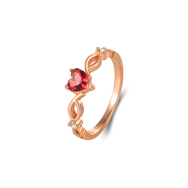 【New Arrivals】Diamond Heart Ring Finger Ring Women's Heart Shape Heart Rose Gold Ring Blue Crystal Jewelry