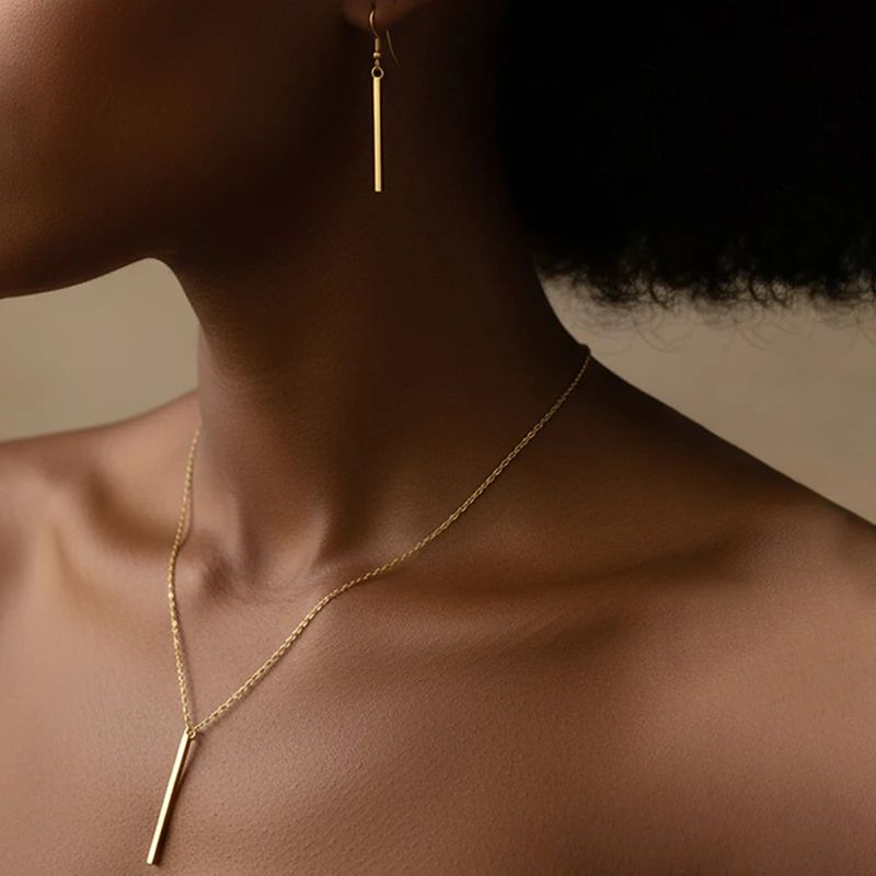Docona Simplicity & Elegance Jewelry Set for Women | Adjustable Pendant Necklace with Matching Drop Earrings | Wedding, Party & Everyday Glam Accessories