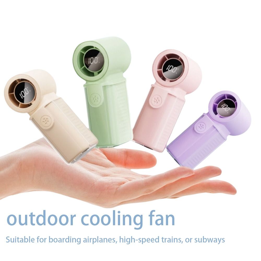 Portable 3000mAh Battery Mini Handheld Fan LED Display 5 Gear Wind Rechargeable Fan Rechargeable High Speed Turbo Fan Gift
