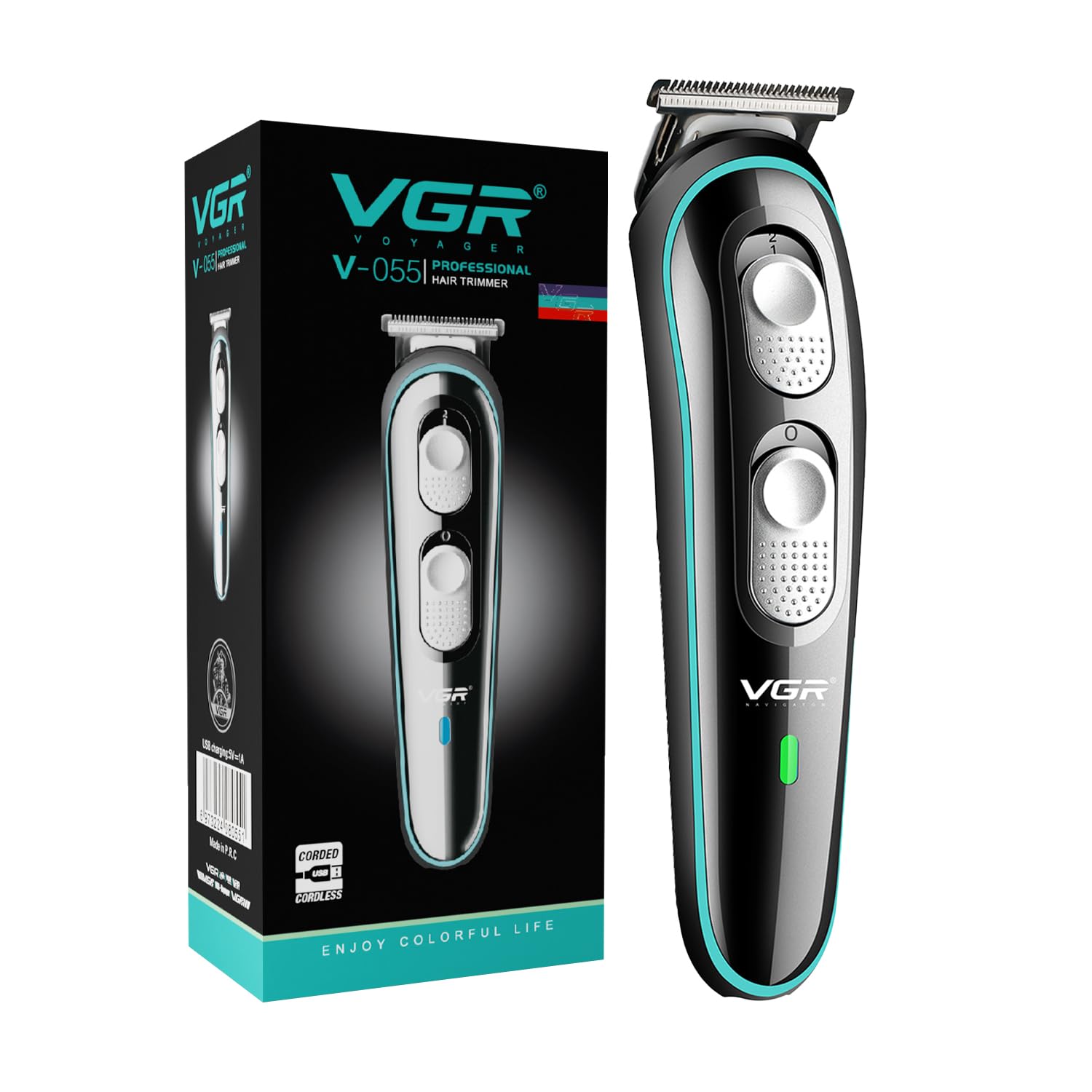 VGR V-055 Cordless Hair Clipper for Men | Rechargeable Beard Trimmer | Professional Hair Cutting Machine | 120 Min Runtime | Electric Hair Trimmer for Men