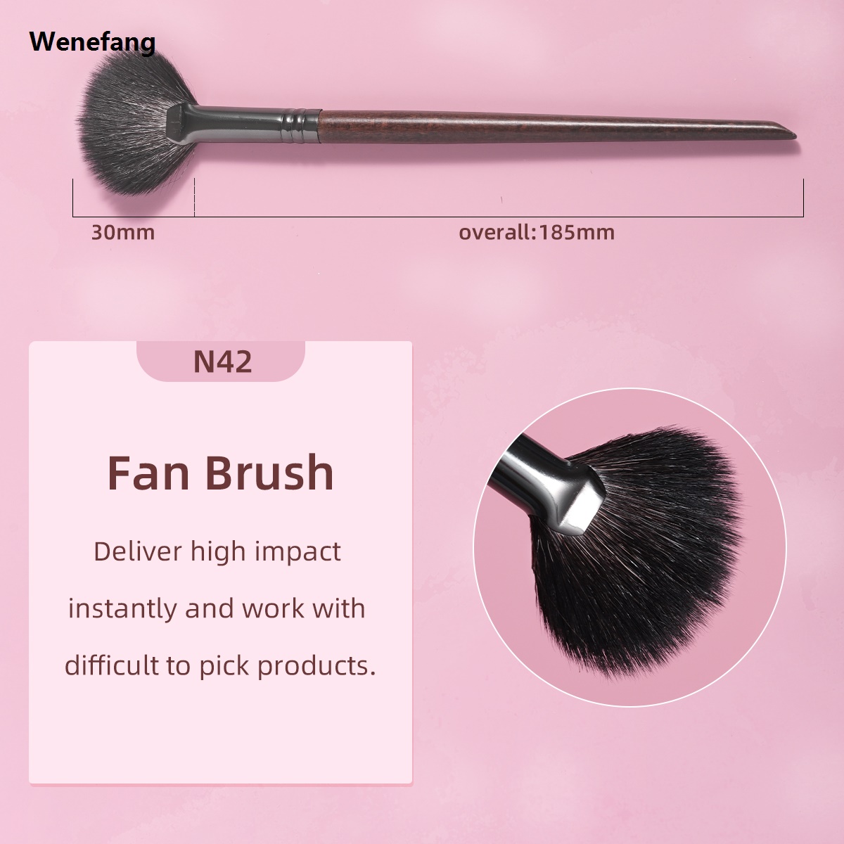 Wenefang OVW 2PCS Goat Hair Flame Shape Highlight Brush Soft Professional Facial Fan Makeup Brushes Set Beauty Cosmetics Tool Maquiagem
