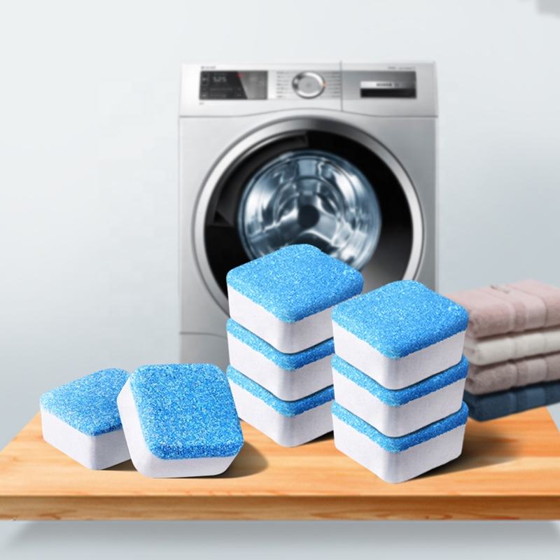 Washing Machine Cleaning Tablets - Deep Cleaning Effervescent Tablets for Front & Top Load HE Washers, 12 Pcs Solid Detergent Blocks to Remove Odor, Residue & Dirt from Drum/Tub