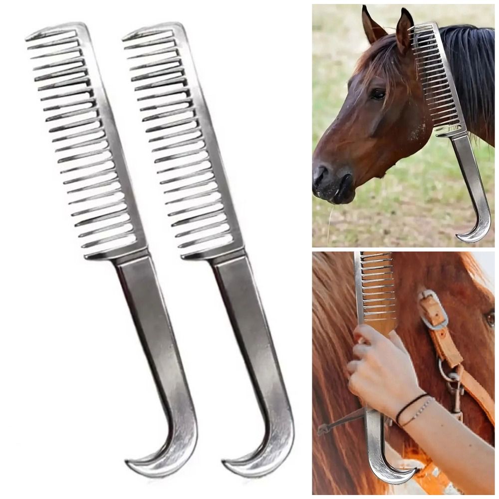 1Pcs New Thickened Tooth Horse Grooming Brush Aluminum Alloy Mane Tail Hair Comb Bristle Riding Brush Equestrian Supplies
