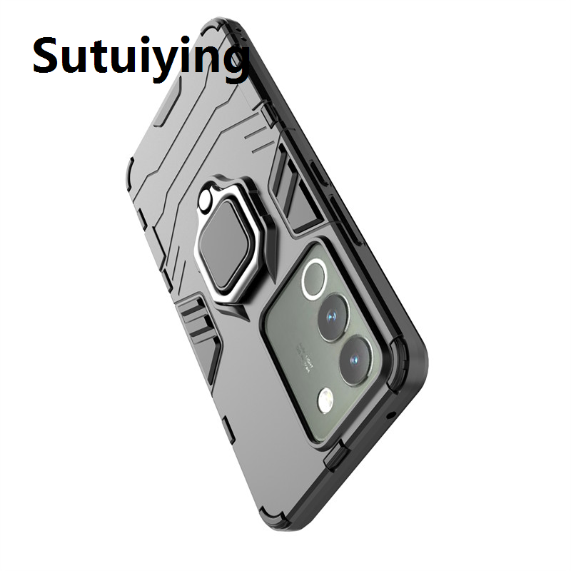 Sutuiying Original Huangdian Fashion Vivo V30 Lite 5G केस Vivo V30 Lite 5G कभर शकप्रूफ आर्मर PC सिलिकन स्ट्यान्ड होल्डर फोन ब्याक कभर Vivo V30 Lite 5G को लागि
