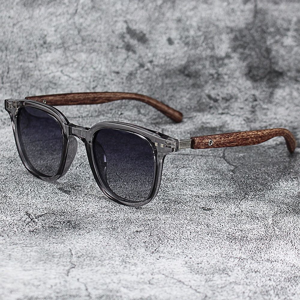 Retro UV Protection Wood Grain Sunglasses Outdoor Street Photography Square Frame Sun Glasses Shades for Women & Men