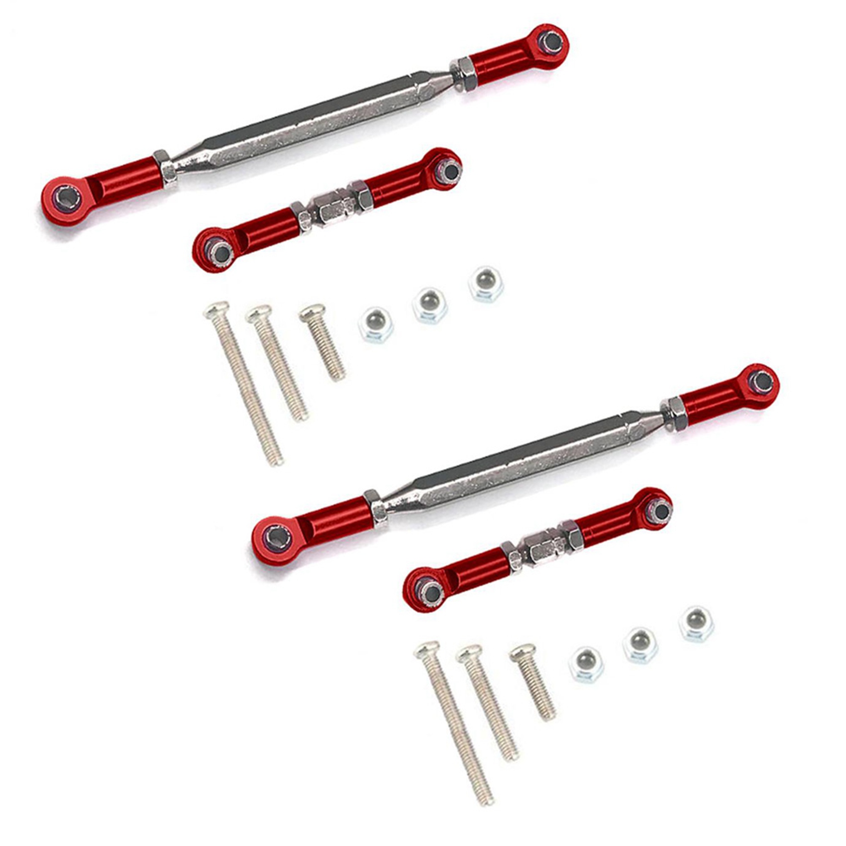fasdaga 2X Metal Adjustable Steering Linkage Servo Link Pull Rod Turnbuckle for MN D90 D99 MN-90 -45 1/12 RC Car Crawler,Red