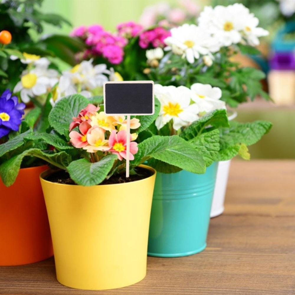 20PCS Durable Wood Plant Label Reusable Long Round Rod Chalkboard Plant Labels Portable Rectangular Chalkboard Mini Chalkboard Signs Wedding Table Decoration