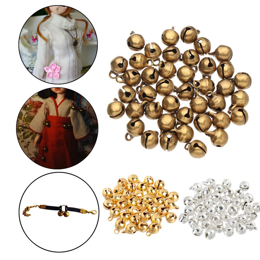 50 Pcs Gold Silver Brown Decoration New Year Mini Doll House Jewelry Accessories Small Jingle Bells Toys Replacement Supplies