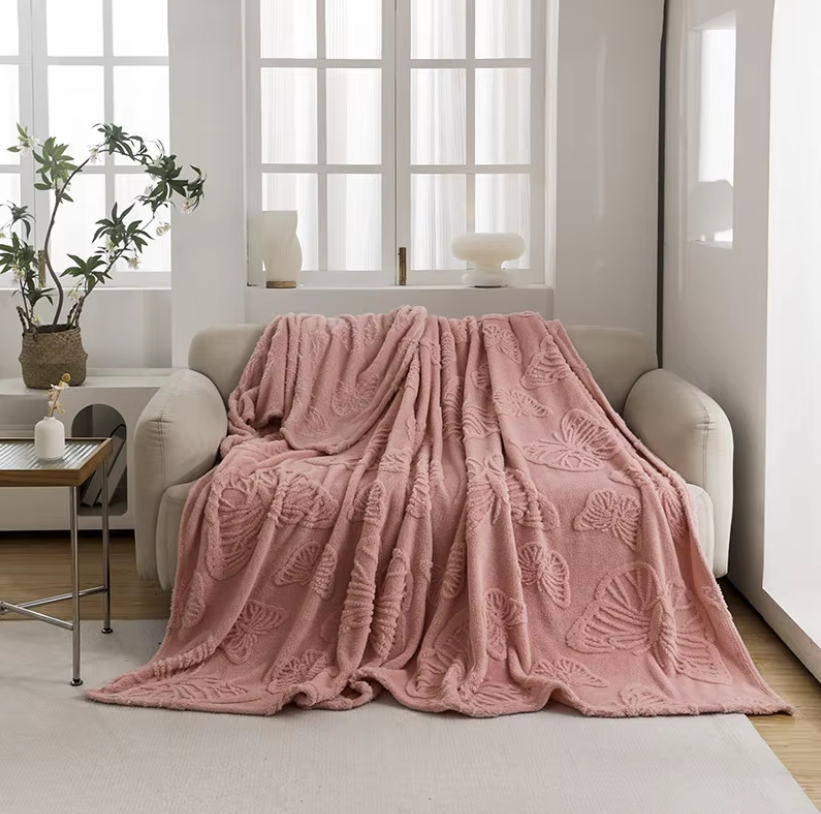 Butterfly Flower 3D Design Blanket Warm Fur Cozy Four Season Blanket Summer Blanket