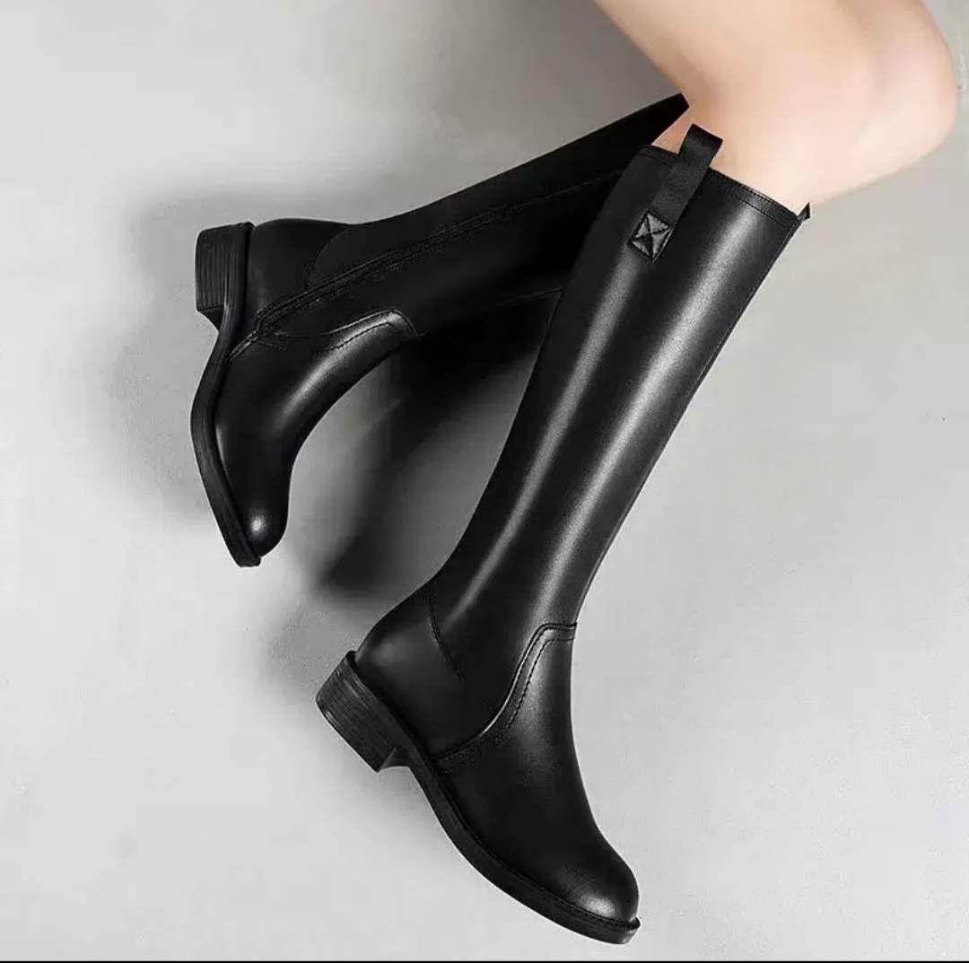 Vintage Solid Knight Thick Heels Women Platform Non Slip 2023 New Ladies Zipper Pumps Buckle Knee High Boots