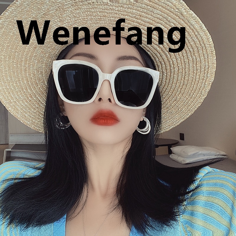 Wenefang 2024 New Style Polarized Womens Fashion White Frame Sunglasses Slimming Large Face Small Sun Glasses