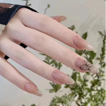 24 Pieces Excellent Quality Coffee Designed Press On Nails With Nail Tape & Mini Glue