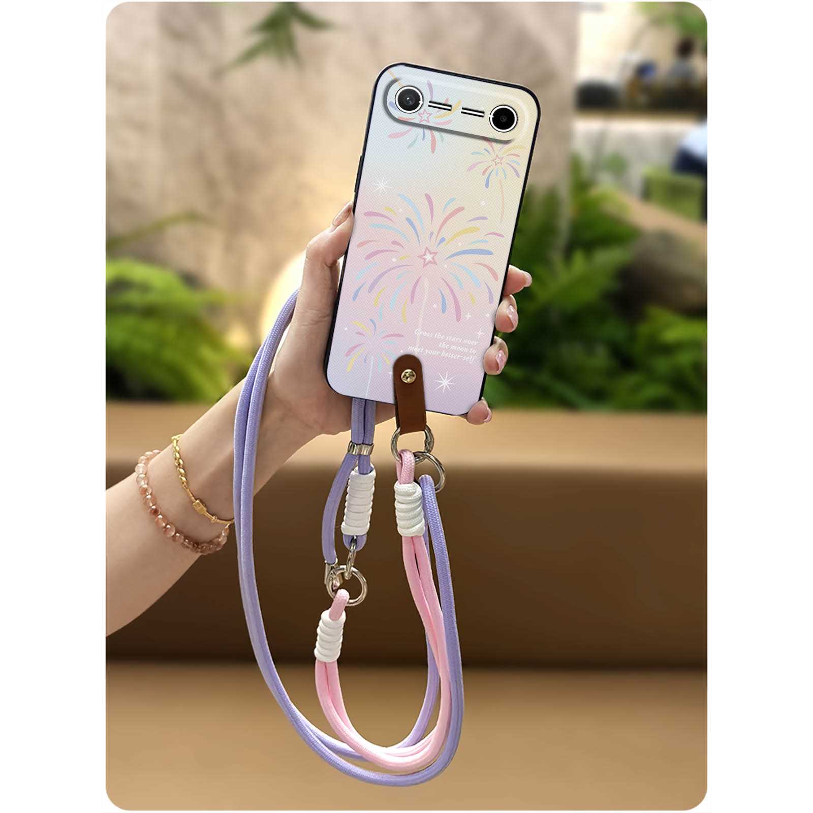 Graffiti Back Cover Phone Case For Tecno Pova Slim 5G/KM7k Cute Silicone Durable Lanyard Full wrap Soft case Shockproof