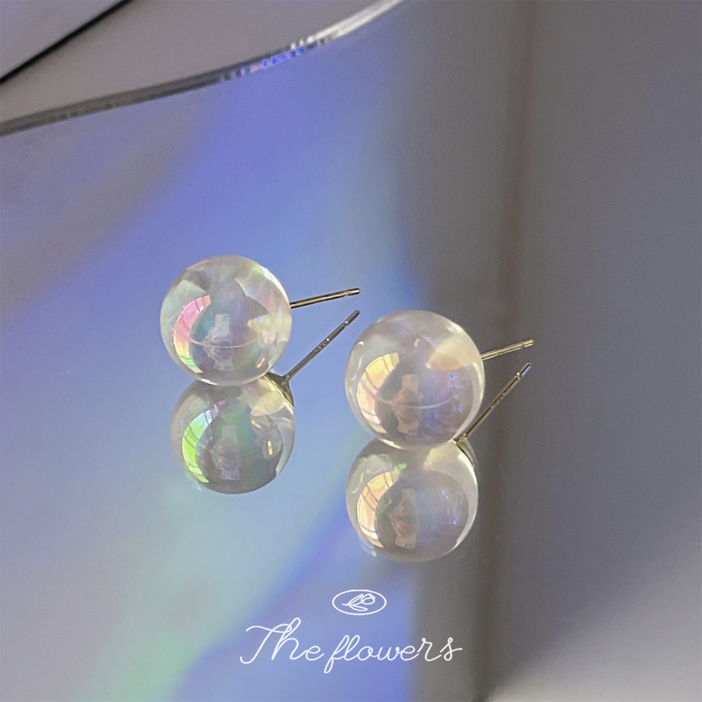 【Fresh designs】Aurora Mermaid Ji! Youth Cute Full of Silver Needle Ball Women's Earrings Ins Earrings