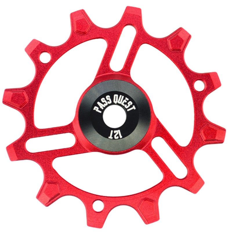 JAERBEE 12T Road Bike Rear Guide Wheel Ultralight Bicycle Rear Derailleur Pulleys for 9-12 Speed Rear Derailleur,Red