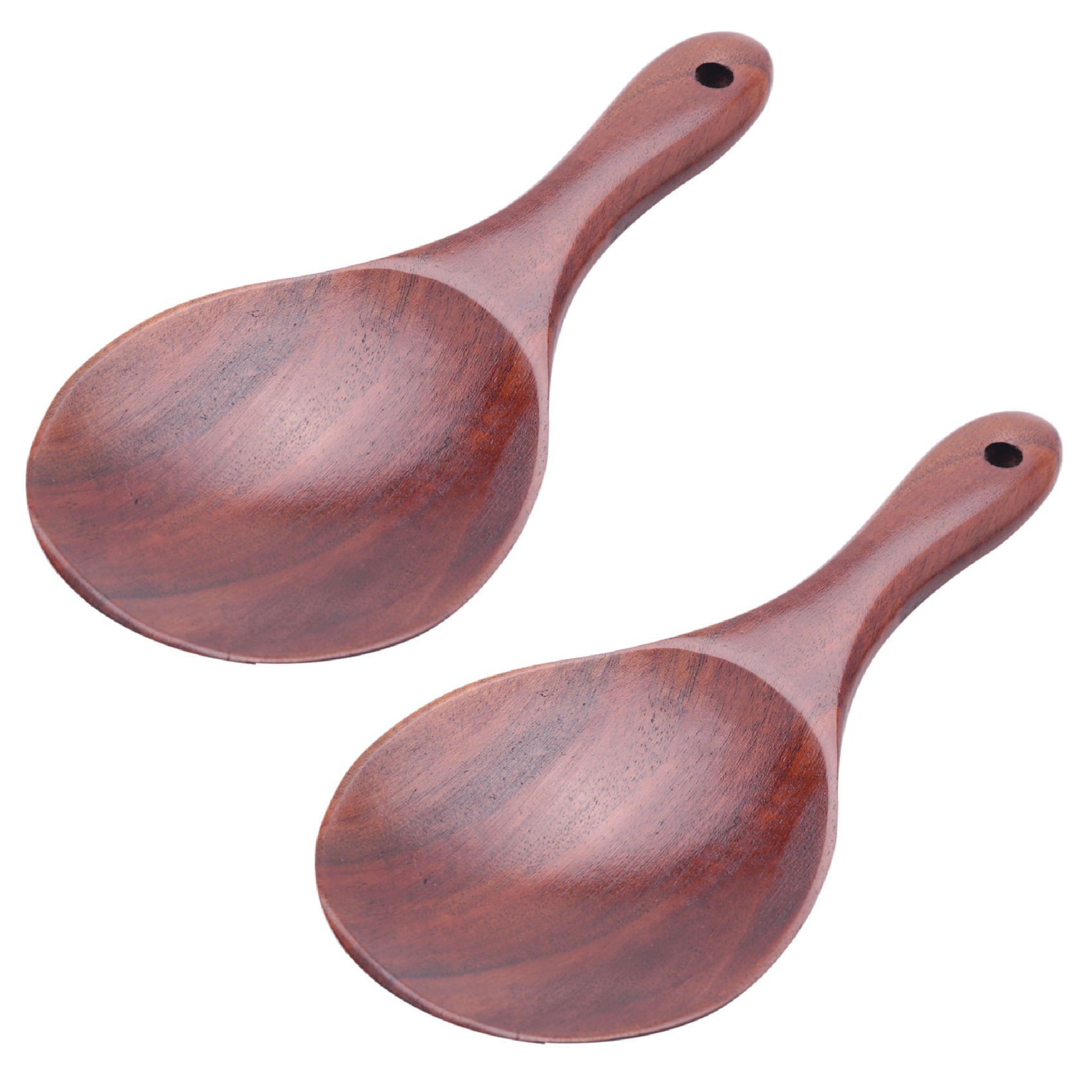 fasdaga 2X Teak Wood Spoon Natural Solid Wood Rice Spoon Wooden Rice Paddle Serving Spoon Wooden Kitchen Utensils
