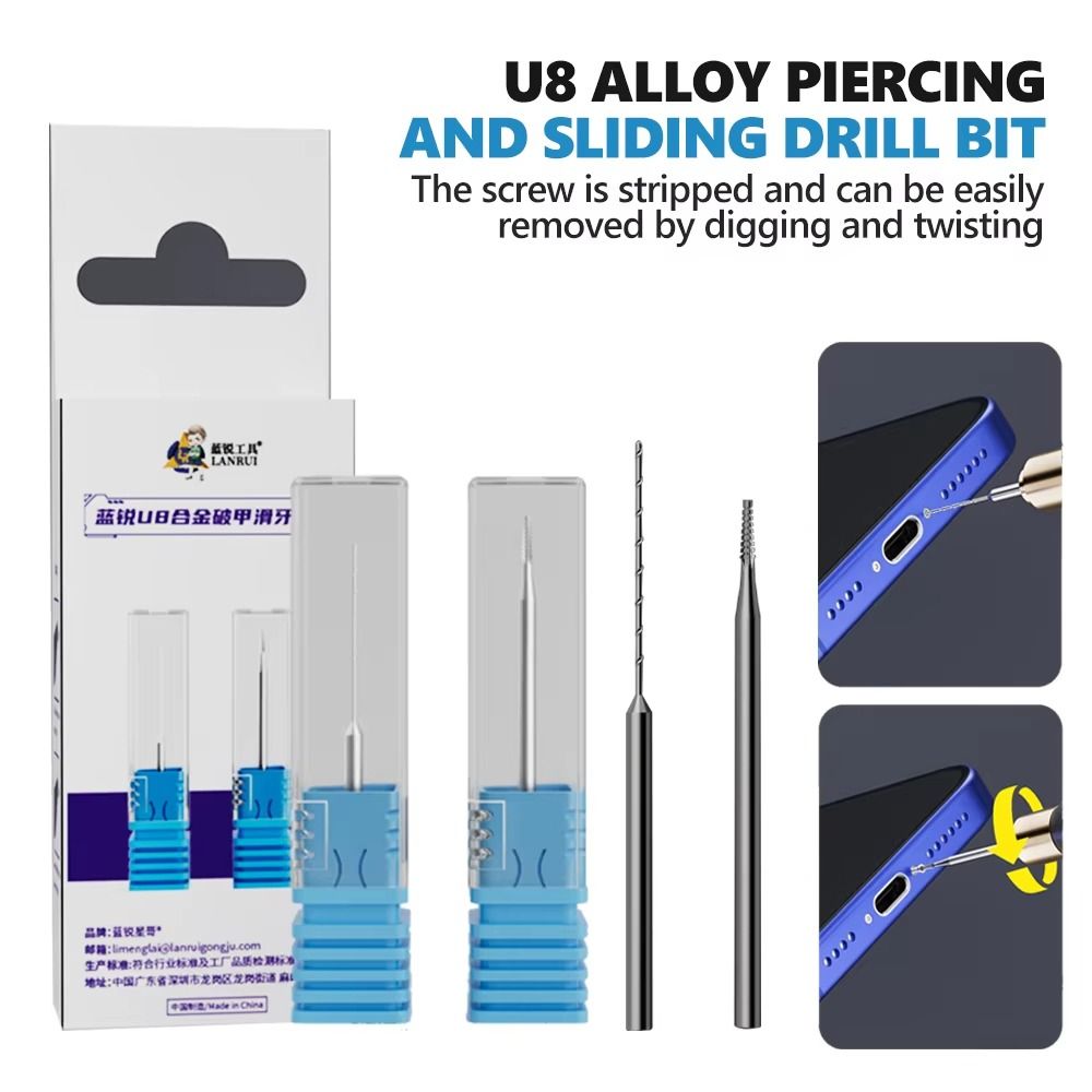 Durable High Hardness U8 Alloy Drill Bit Set Twisting Drill Quickly Remove Piercing Sliding Drill Bit Phone Repair Tool for Mobile Phone Frame Screw Removing Repair