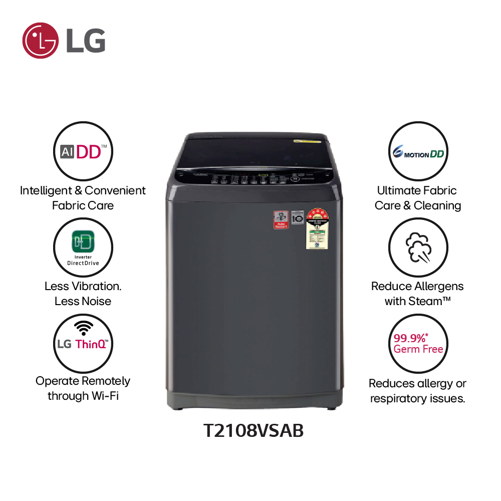 8Kg Top Load Washing Machine, Model-T2108VSAB, 10 Years Warranty