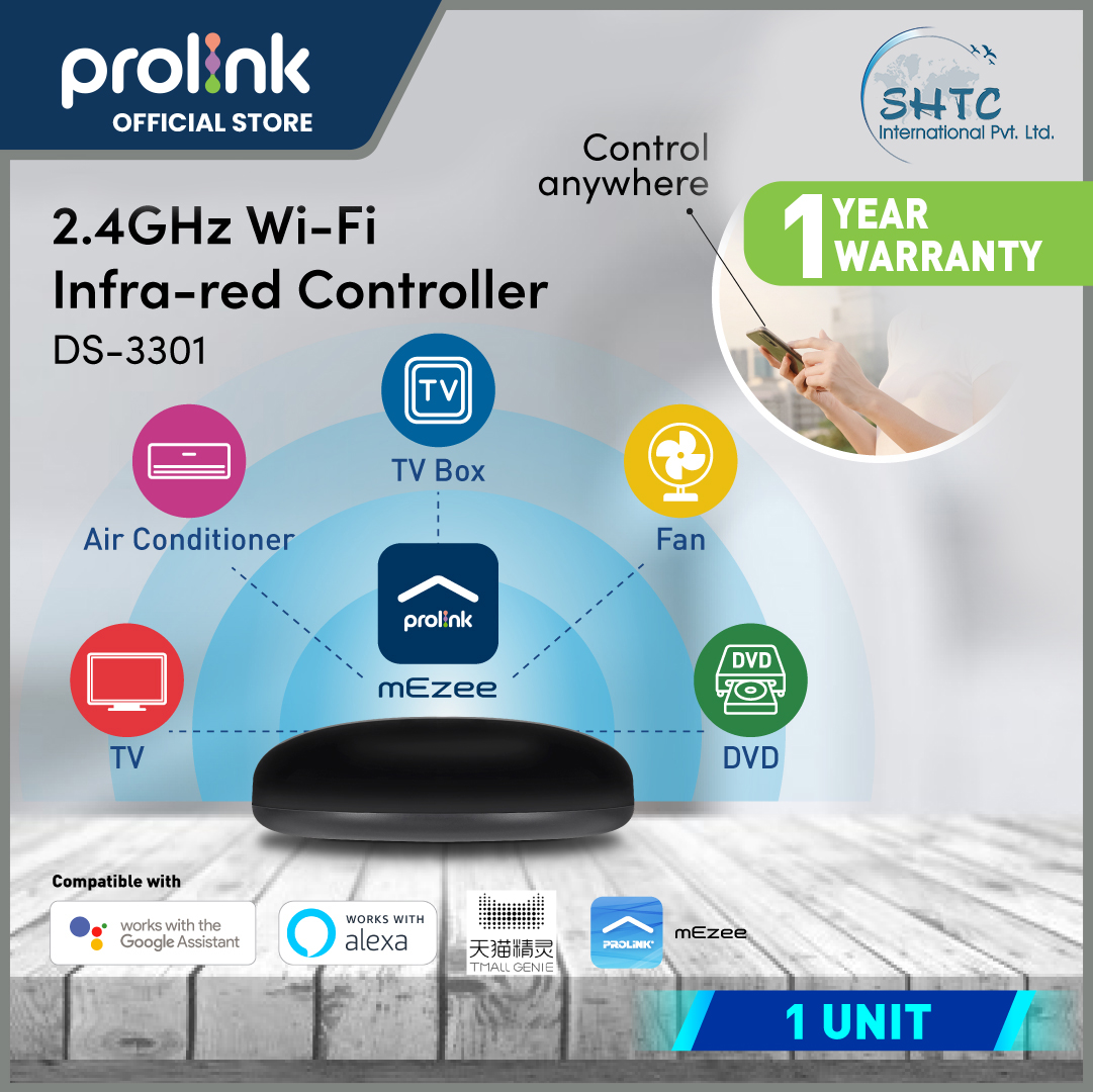 Prolink Universal Wifi Smart Home IR Control - Remote Control For Television, Mio TV Box, Fan, Air Conditioner Etc - DS-3301