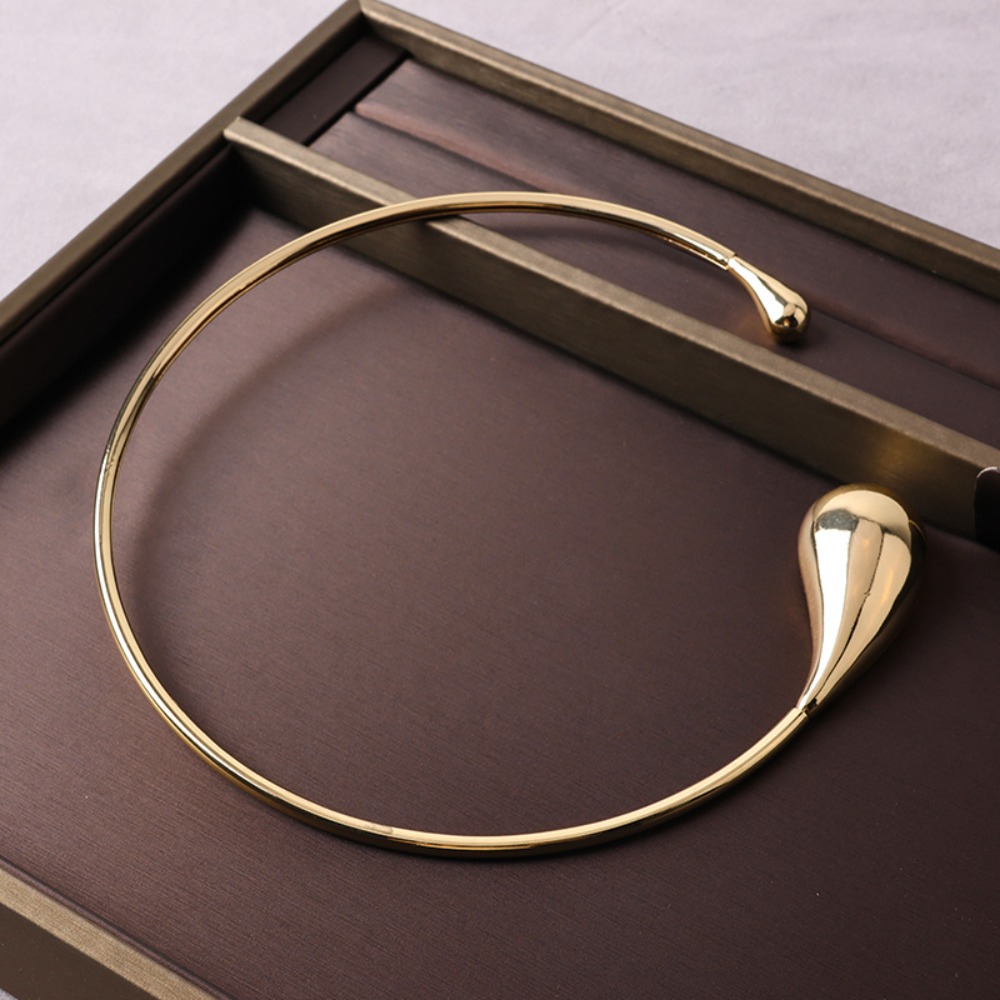 2024 Alloy Metal Necklace Gold/Silver Droplet Like Droplet Shaped Collar Neck Decorative Collar Woman