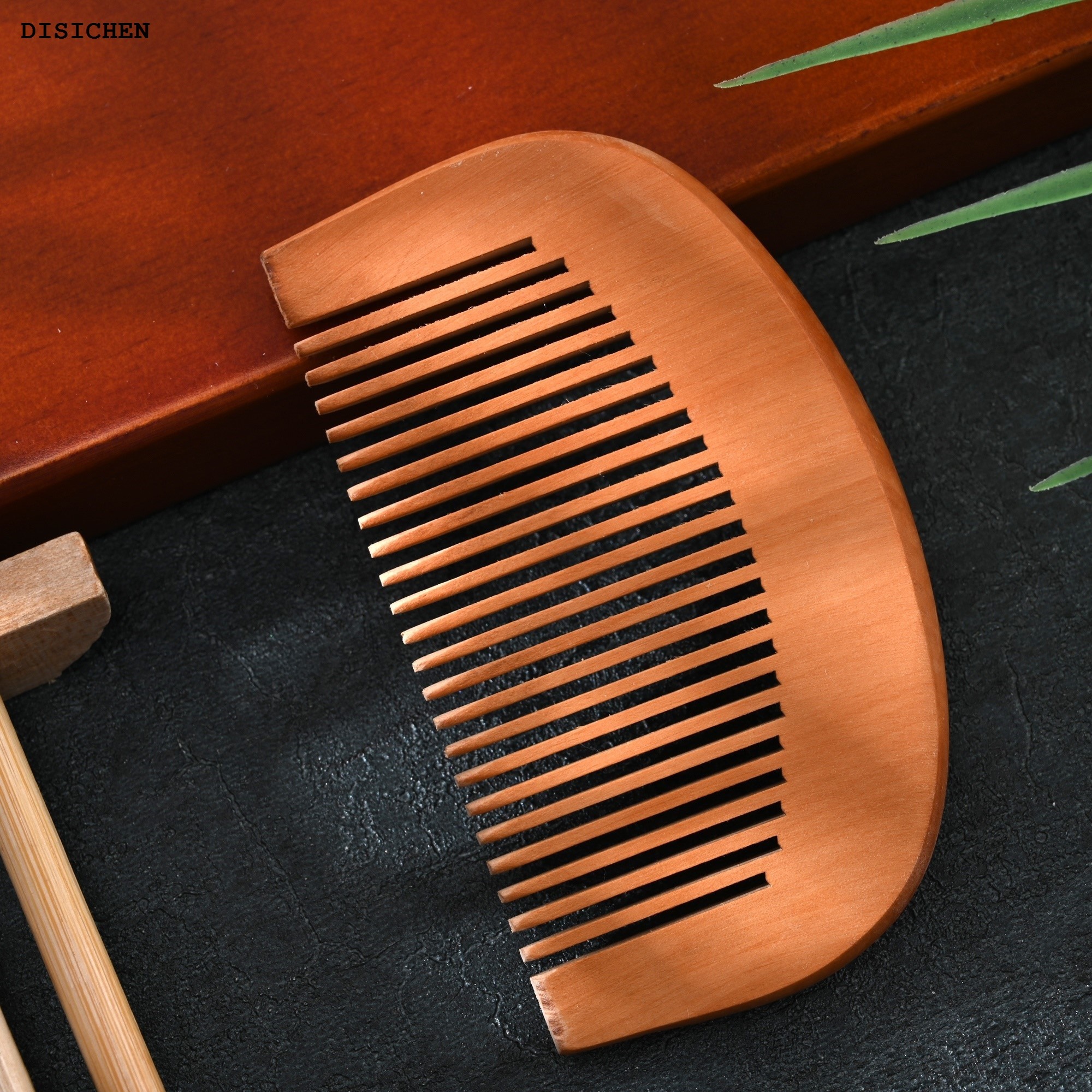DISICHEN High Quality Pocket Wooden Comb Natural Peach Wood Comb Anti-static Detangling Hair Combs Head Massage Hair Care Styling Portable Beard Combs