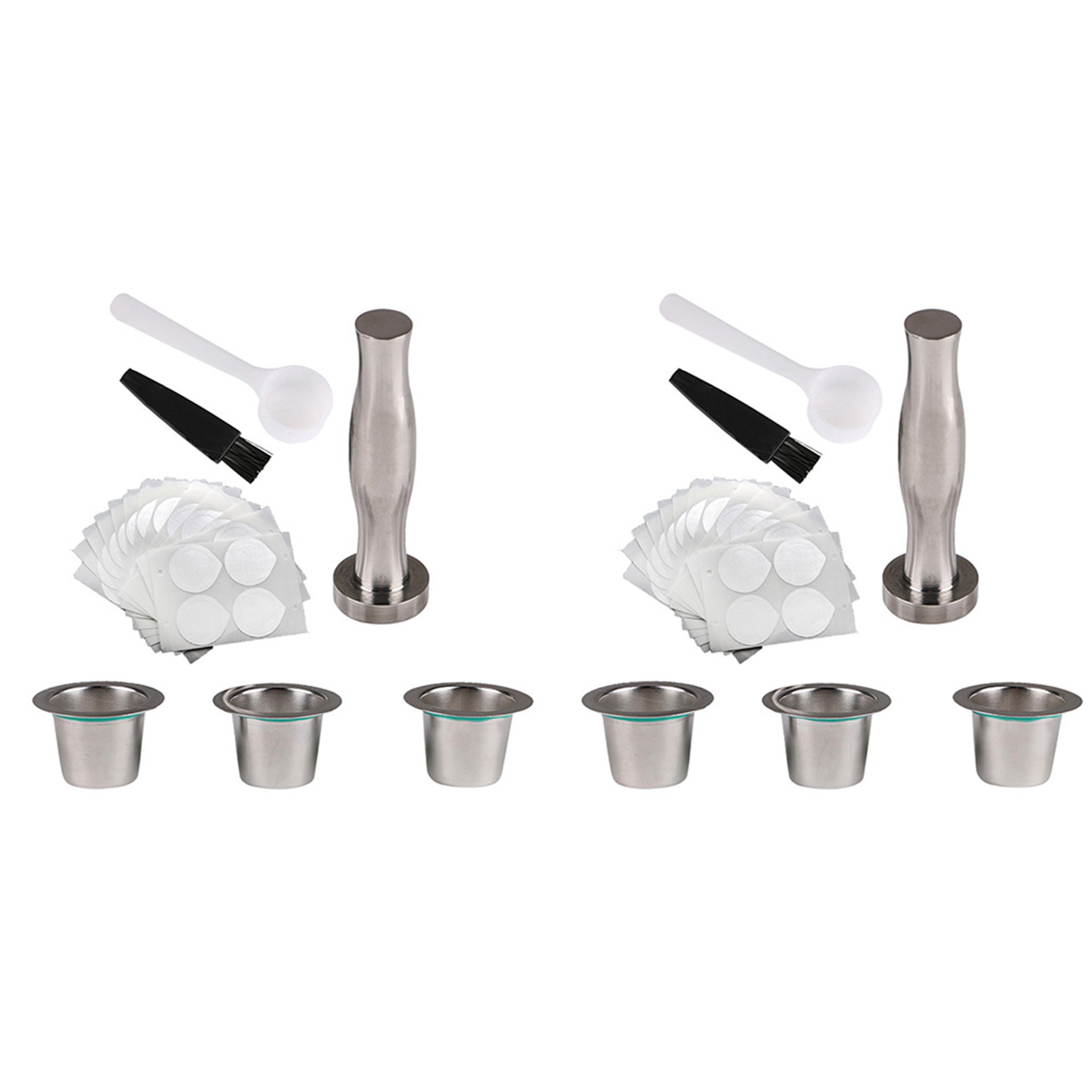 fasdaga 2X Stainless Steel Reusable for Capsule with Press Coffee Stainless Tamper Coffee Pod for