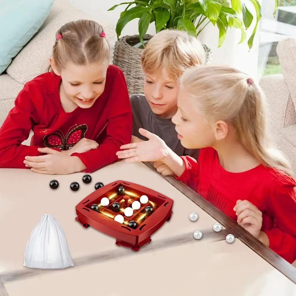 Funny Black and White Four in A Row Game Interactive Fast Strategy Orbit Logic Board Game Cartoon Educational Track Logic Chess 2 Player