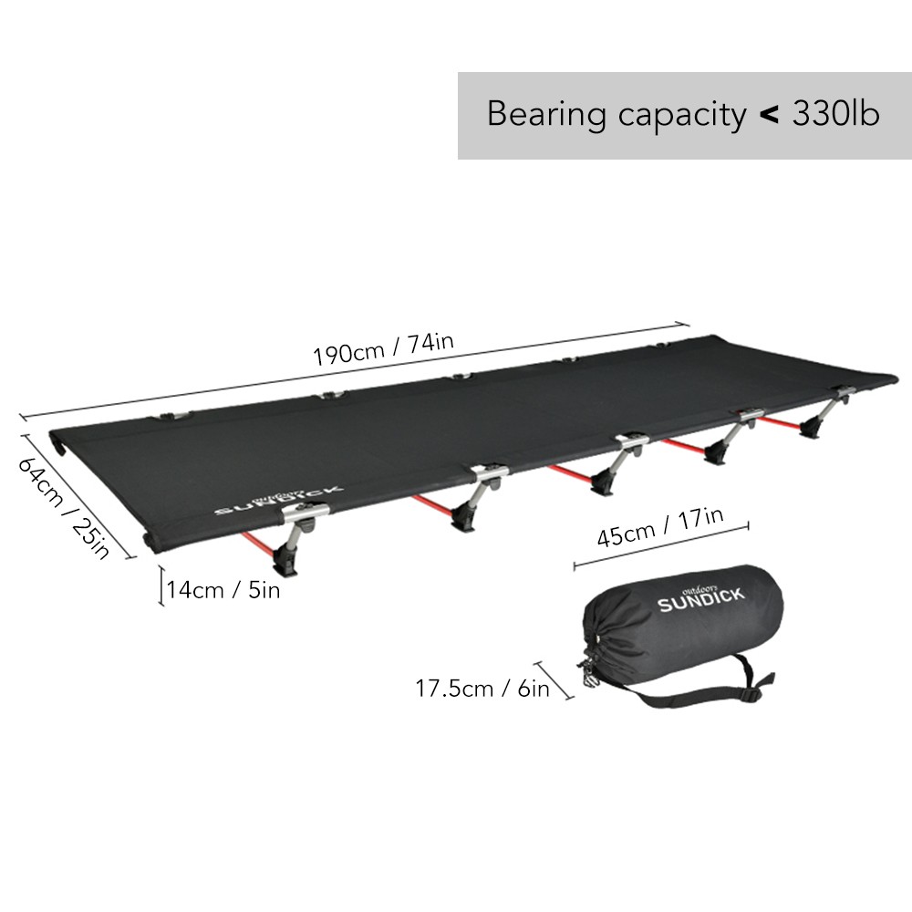 Portable Foldable Camping Cot Single Person Outdoor Folding Bed 330LB Bearing Weight Compact for Outdoor Hiking Backpacking Picnic Camping