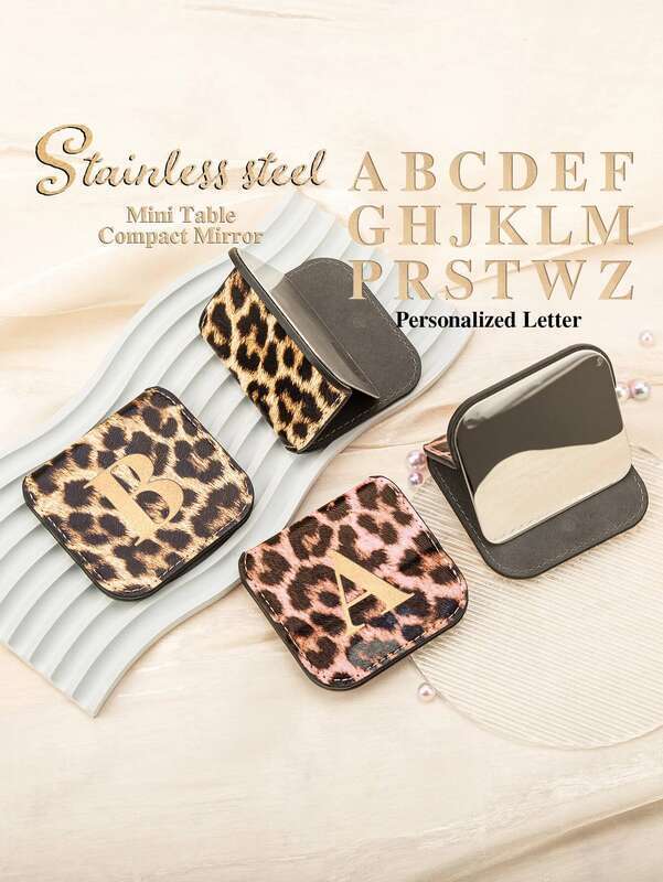 1PC Square Makeup Desktop Vanity Mirror - Stainless Steel, Shatterproof, Portable, Travel