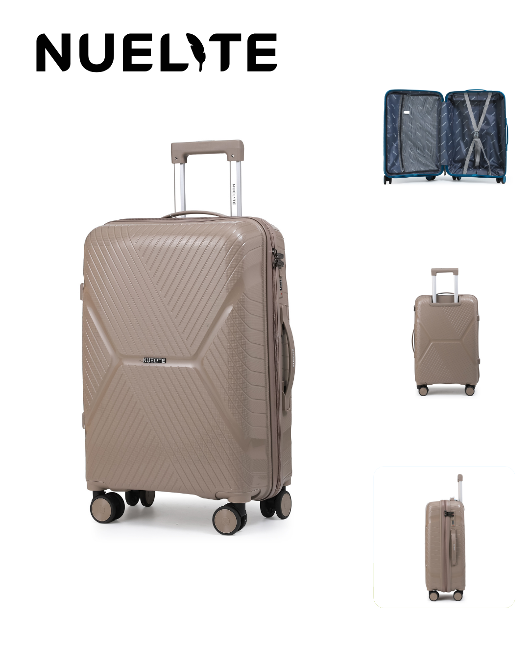 NUELITE 28-Inch Luggage BRANDENBURG | 8 Wheel Spinner Trolley Bag | Anti-Theft Zipper Integrated Lock Extra Security | Unbreakable Hard Shell Suitcase Luggage