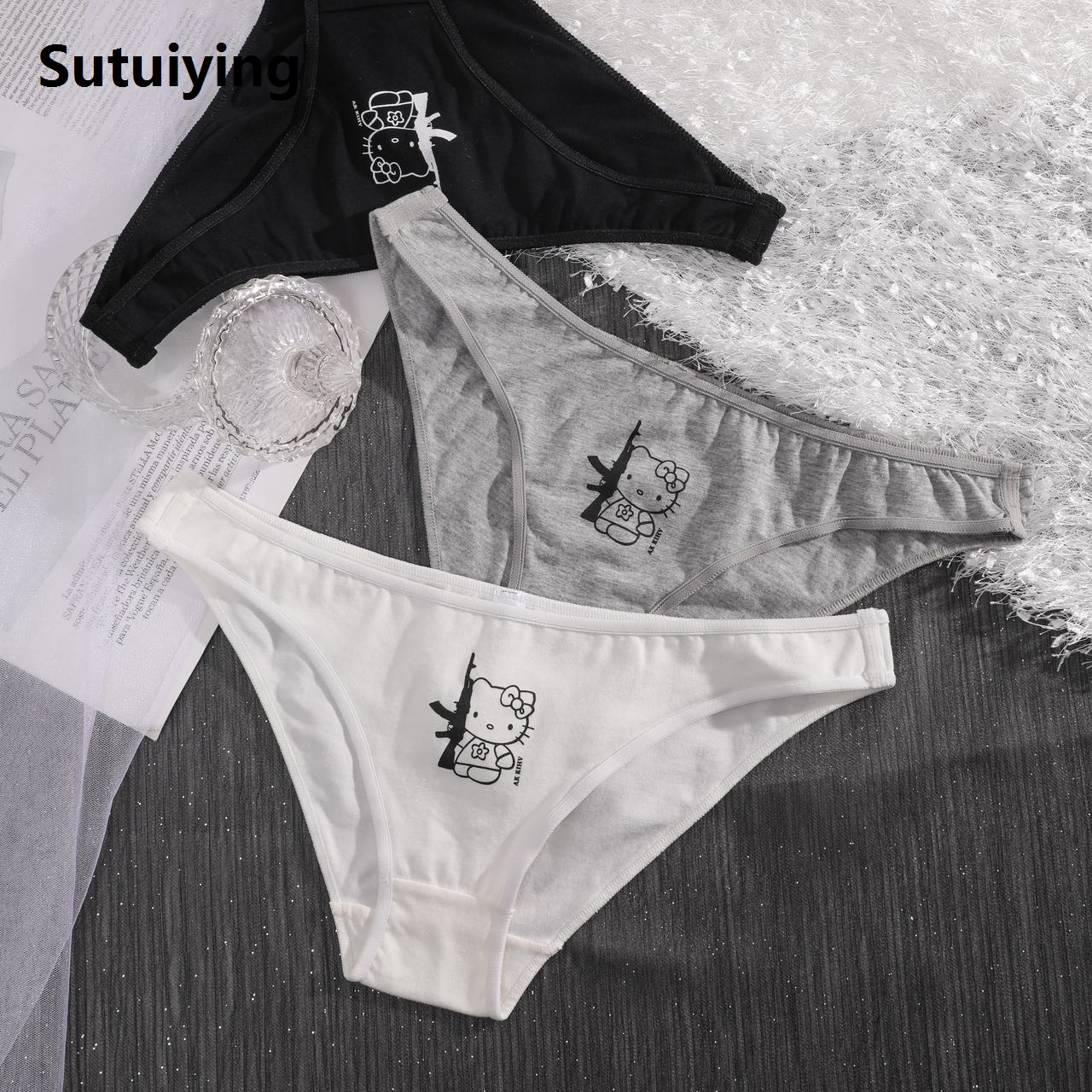Sutuiying Sanrio Hello Kitty Underpants Women Anime Cotton Underwear Cartoon Cute Fashion Pantys Lingerie Girl Low Rise Briefs