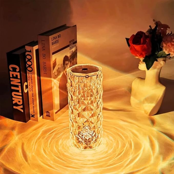 Touch Control Rose Crystal Lamp Changing Creative Romantic Night Light Acrylic LED Crystal Bedside Decorative Lamps Rechargeable Table Lamp