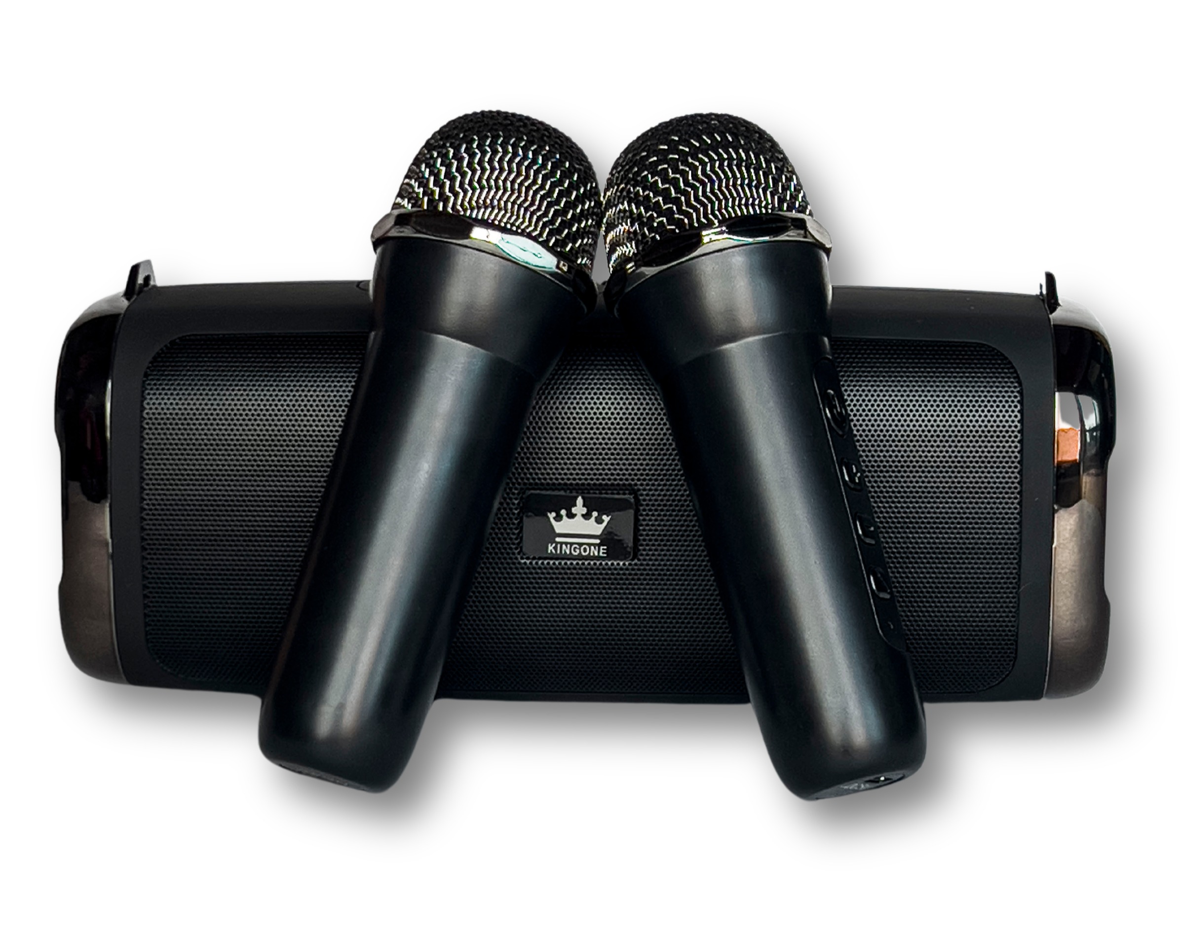 Portable Karaoke Bluetooth Speaker With Double Wireless Microphone | Dazzling Lights | TWS Couplet | Black Color | LS-T16