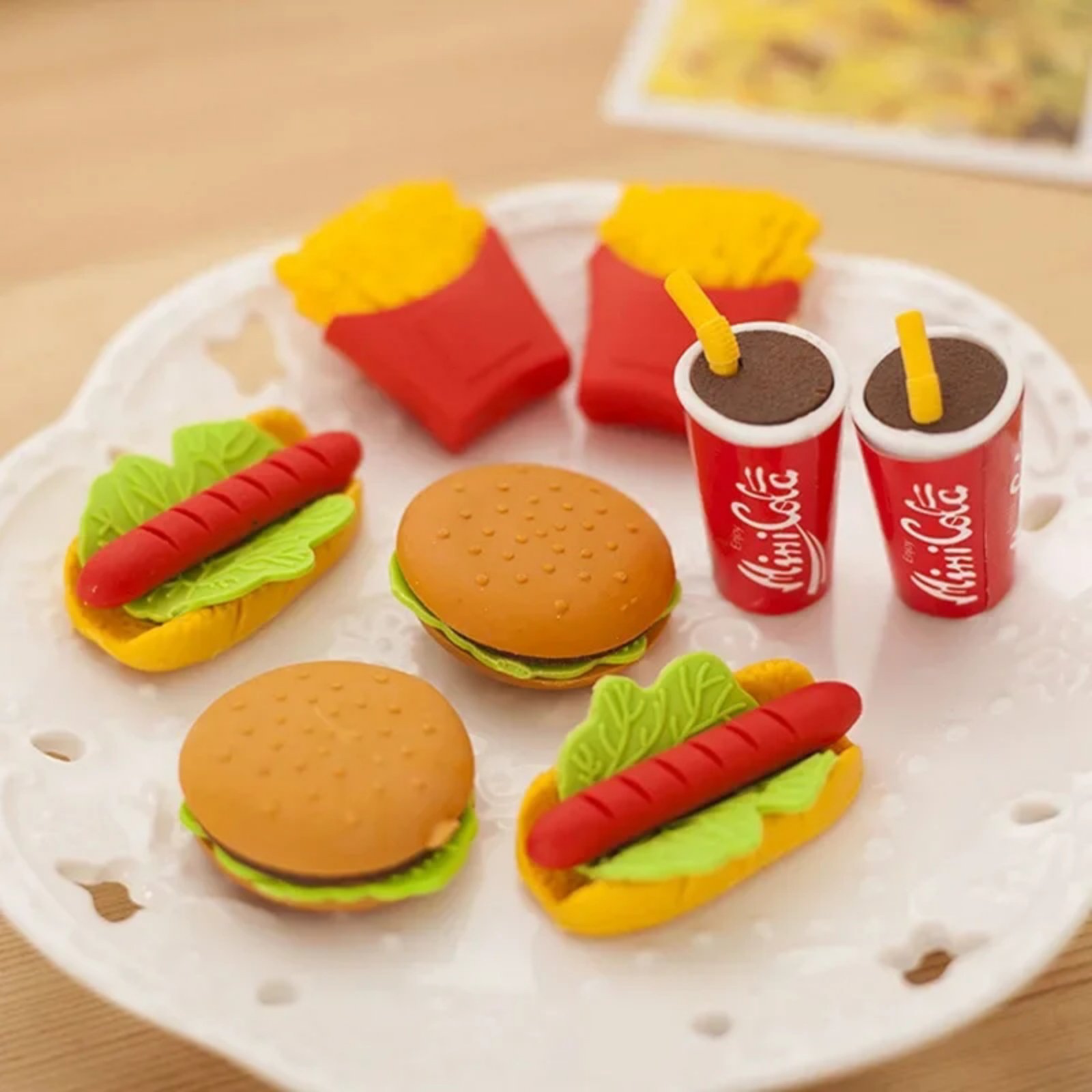 4 Pcs/pack Creative Ice Cream Erasers Cute Food Writing Drawing Rubber Pencil Eraser for Kids Gifts School Stationery