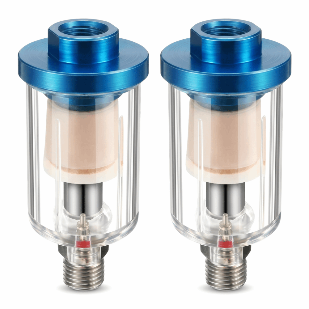 2pcs Durable 1/4 Inch BSPP Oil Water Separator 1/4 Inch NPT Plastic Air Compressor Water Separator Filter Male and Female Thread Compressed Air Filter Air Tools