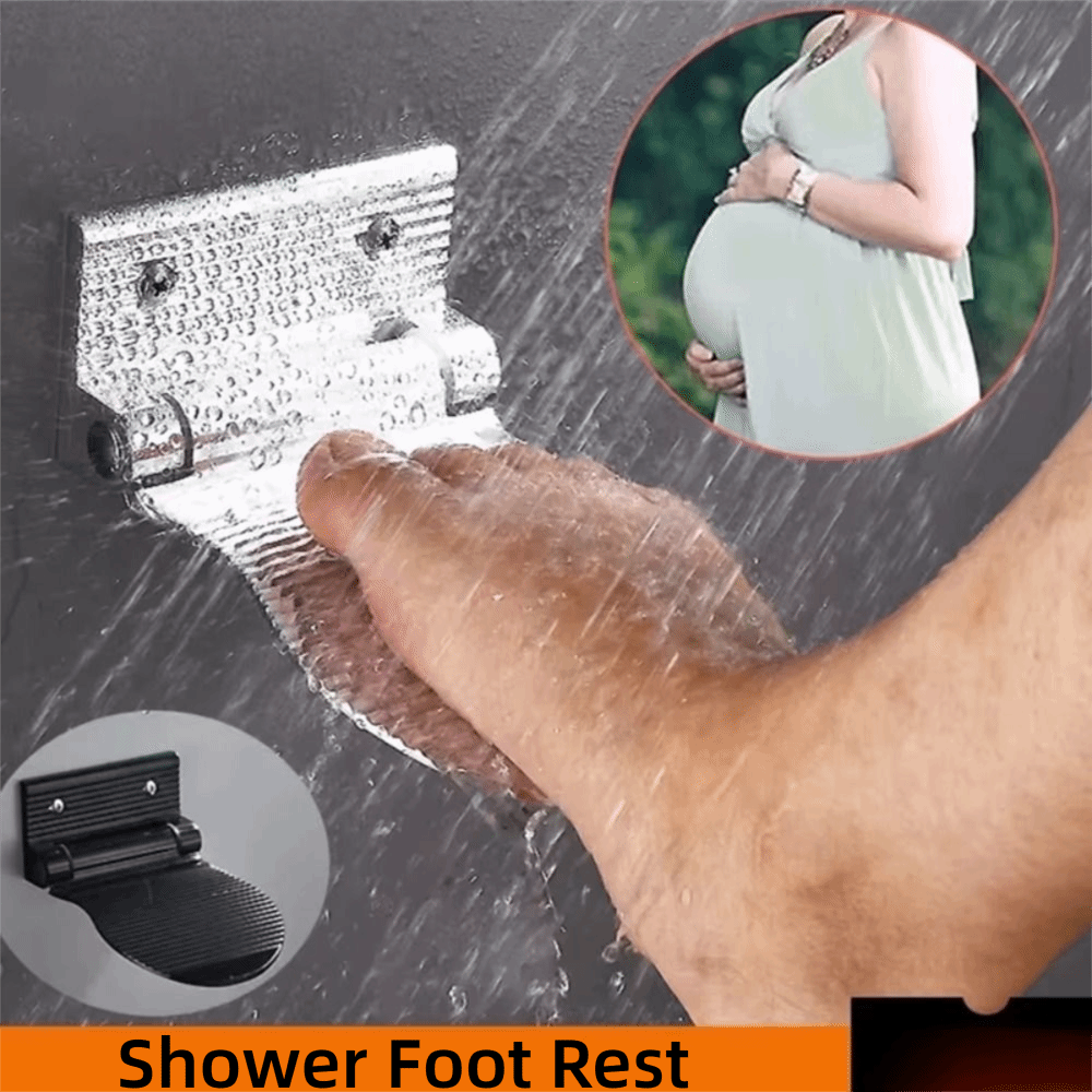 Practical Aluminum Alloy Shower Foot Rest Wall Mounted Heavy Duty Bathroom Footrest Rust-proof Anti-slip Bathroom Pedals Bathroom
