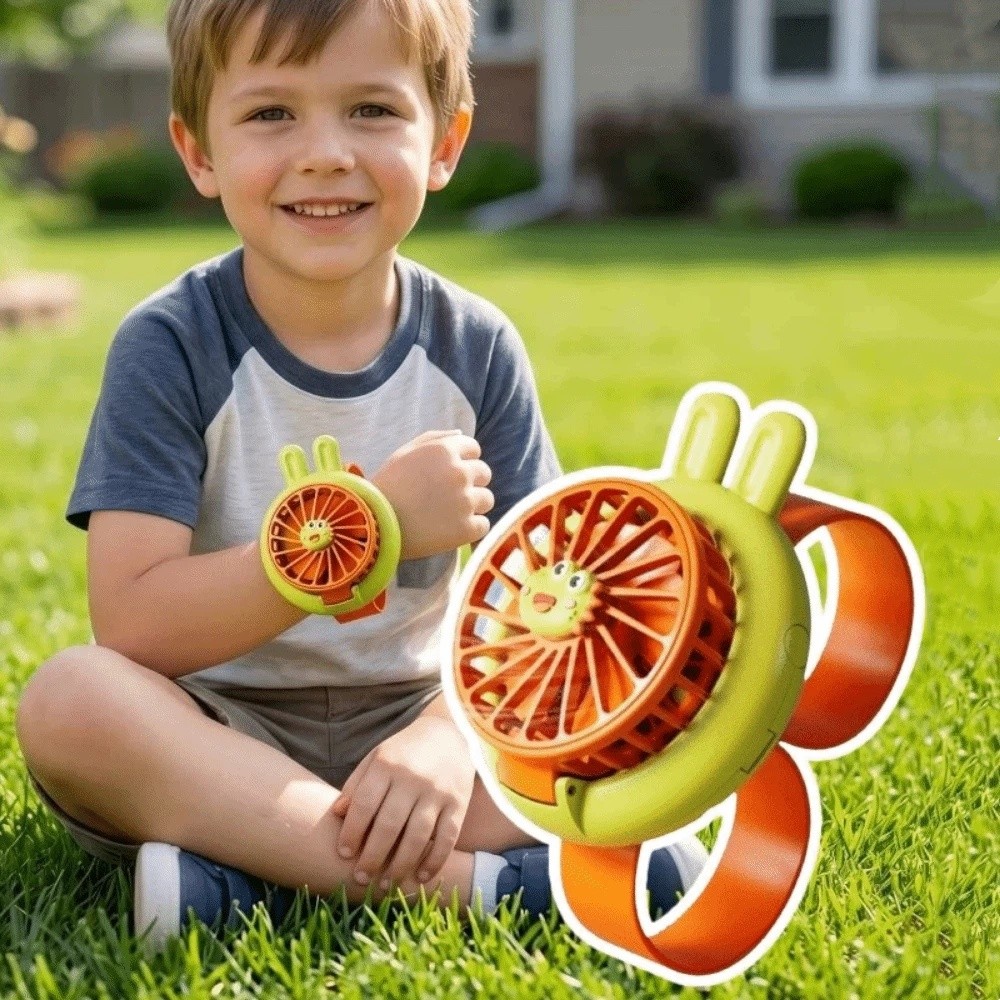 Cooling Tools Handheld Mini Fan Mini Kids Wearable Fan Watch Toy Soft Cartoon Watch Design Fan Rechargeable 3 Speeds Bracelet Fan Children