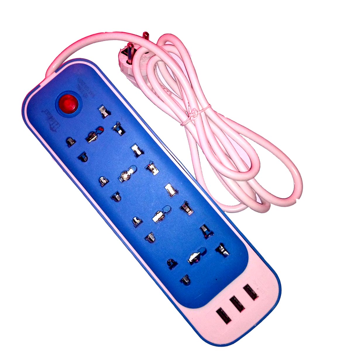 8 Port Multi Plug 3 USB Electrical Extension Socket 091