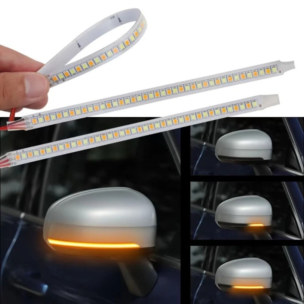 2Pcs Creativity 12V Car Rearview Mirror Turn Signals LED Strip High Brightness Car Rearview Mirror Indicator Lights Flowing Lights Universal Turn Signal Flowing Light For Car Lighting